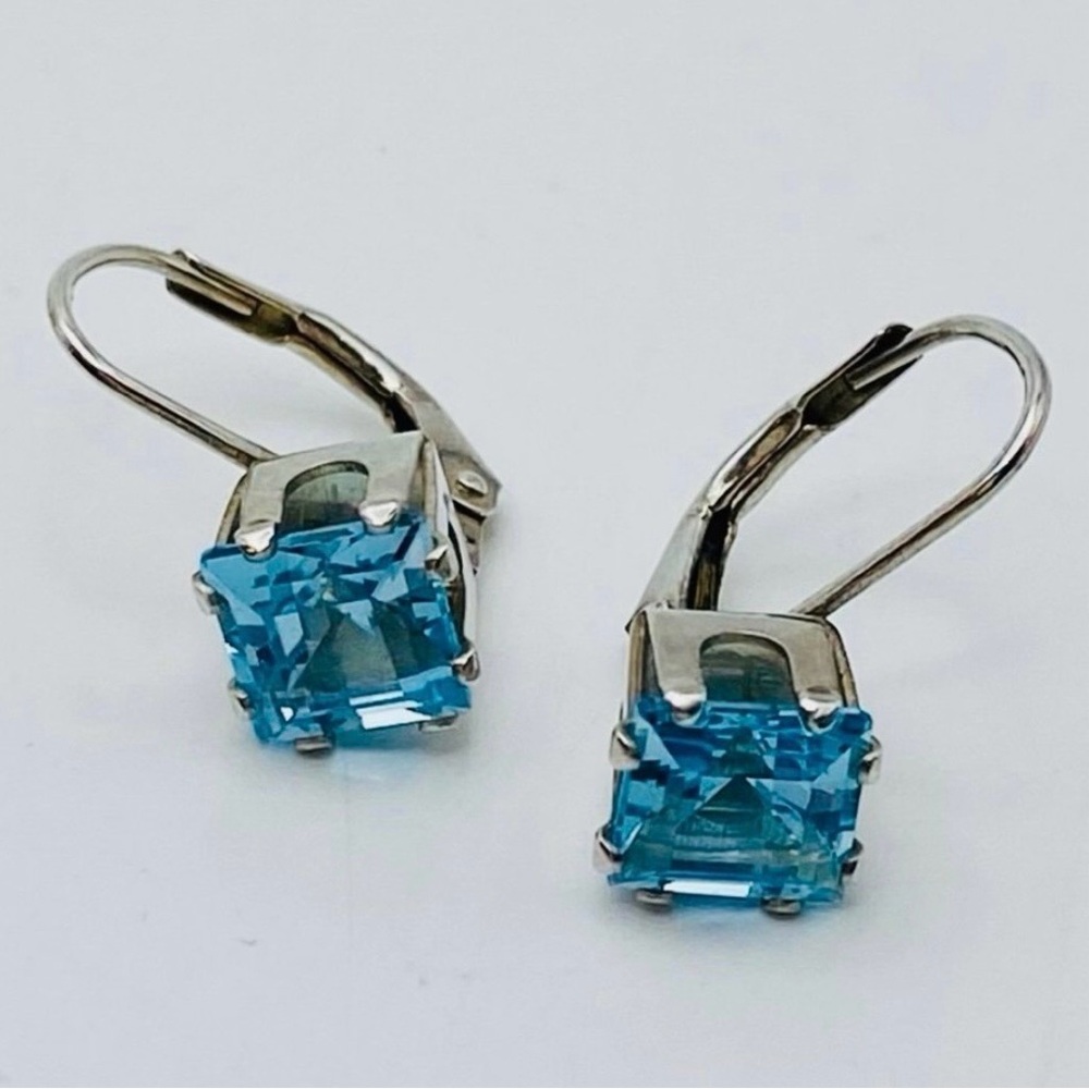 Sterling square topaz earrings